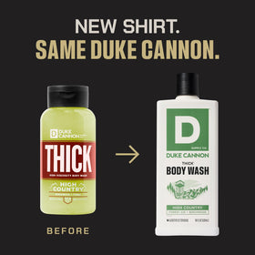 Duke Cannon THICK Body Wash 18oz side view showing cap