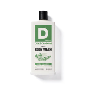 Duke Cannon THICK Body Wash 18oz with forest background