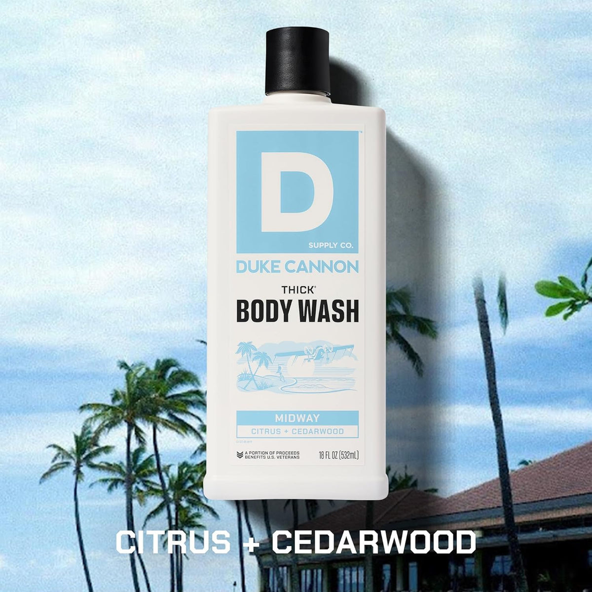 Duke Cannon Thick Body Wash bottle side view