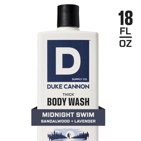 Duke Cannon Thick Body Wash Midnight Swim lifestyle scene in shower
