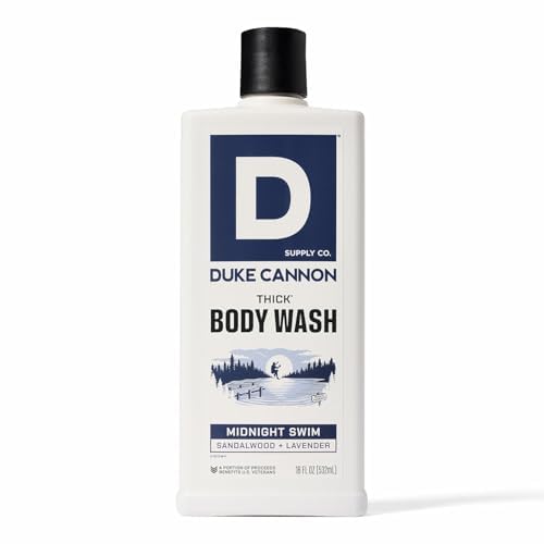 Duke Cannon Thick Body Wash Midnight Swim texture on loofah