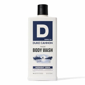 Duke Cannon Thick Body Wash Midnight Swim texture on loofah
