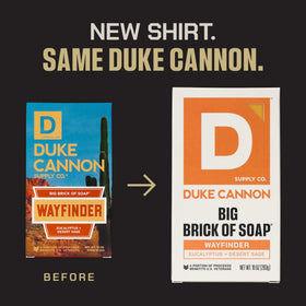 Duke Cannon Wayfinder soap packaging with earthy design