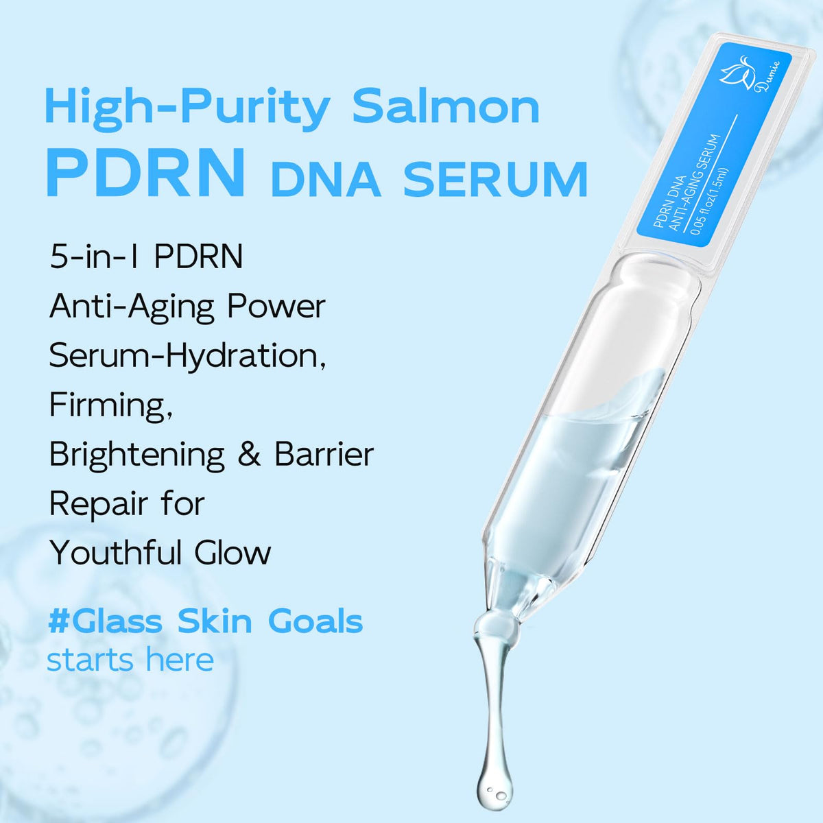 Dumie Salmon DNA PDRN serum packaging with 30 single-use tubes
