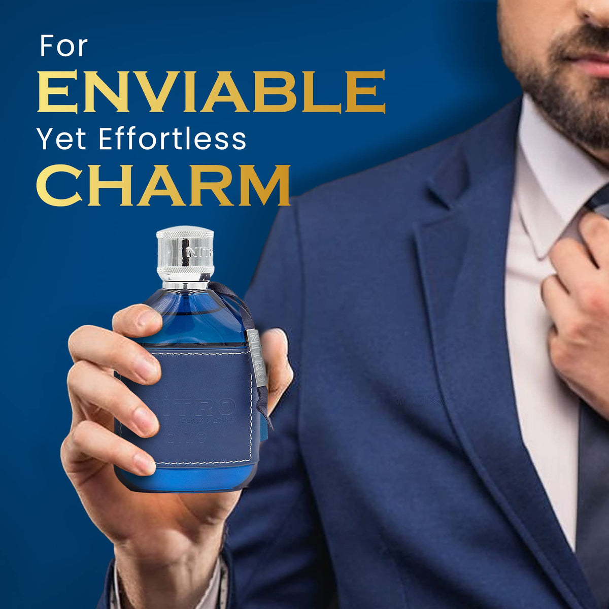 Dumont Nitro Blue Eau De Parfum close-up of bottle