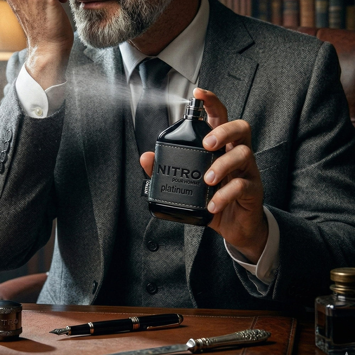 Dumont Nitro Platinum Eau De Parfum 3.4 Fl Oz bottle with cap