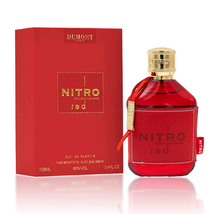 Dumont Nitro Red Eau De Parfum 100ml front view with striking red bottle