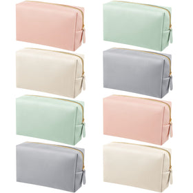 Dunzy 8 Pcs Makeup Bag Set in pink, beige, grey and light green