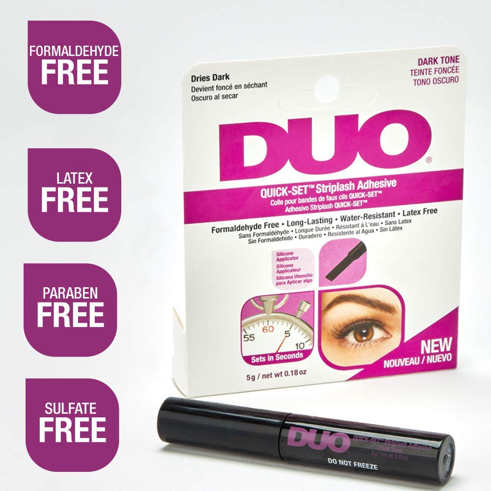 DUO Quick-Set Eyelash Glue Dark Tone application demonstration