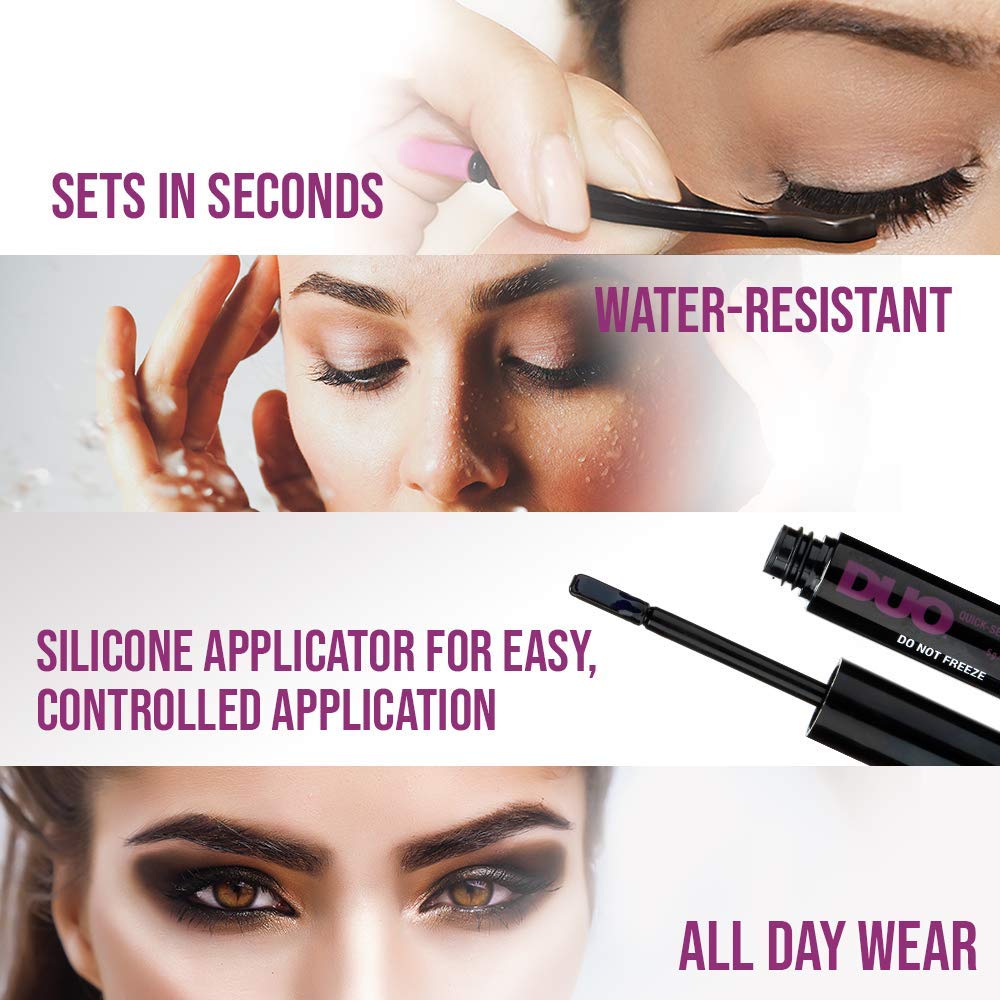 DUO Quick-Set Eyelash Glue Dark Tone with false lashes