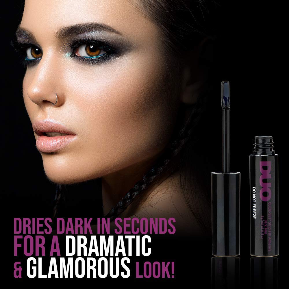 DUO Quick-Set Eyelash Glue Dark Tone with silicone applicator