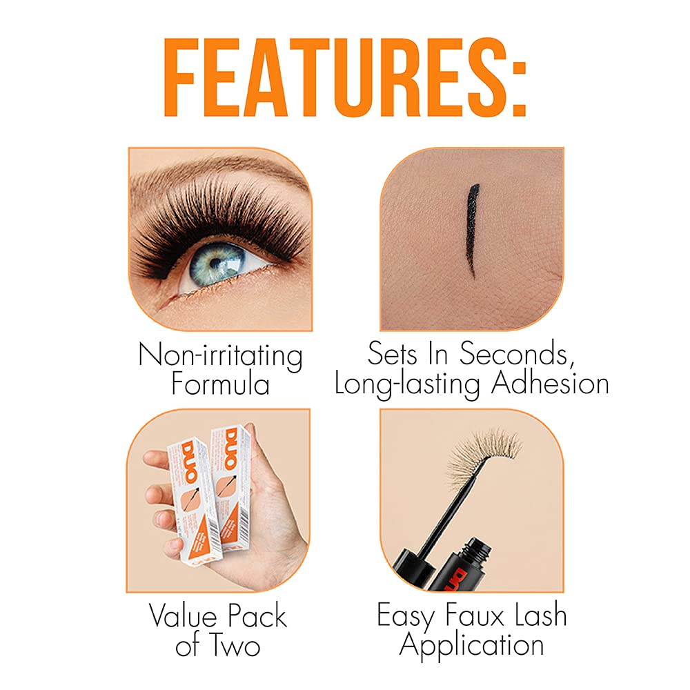DUO Strip Lash Adhesive Dark Tone with false lashes