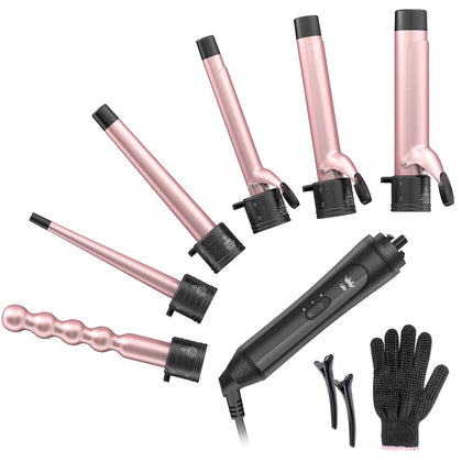 Duomishu 6-in-1 Curling Iron Set with all six barrels