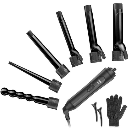 Duomishu 6-in-1 curling iron set with multiple ceramic barrels