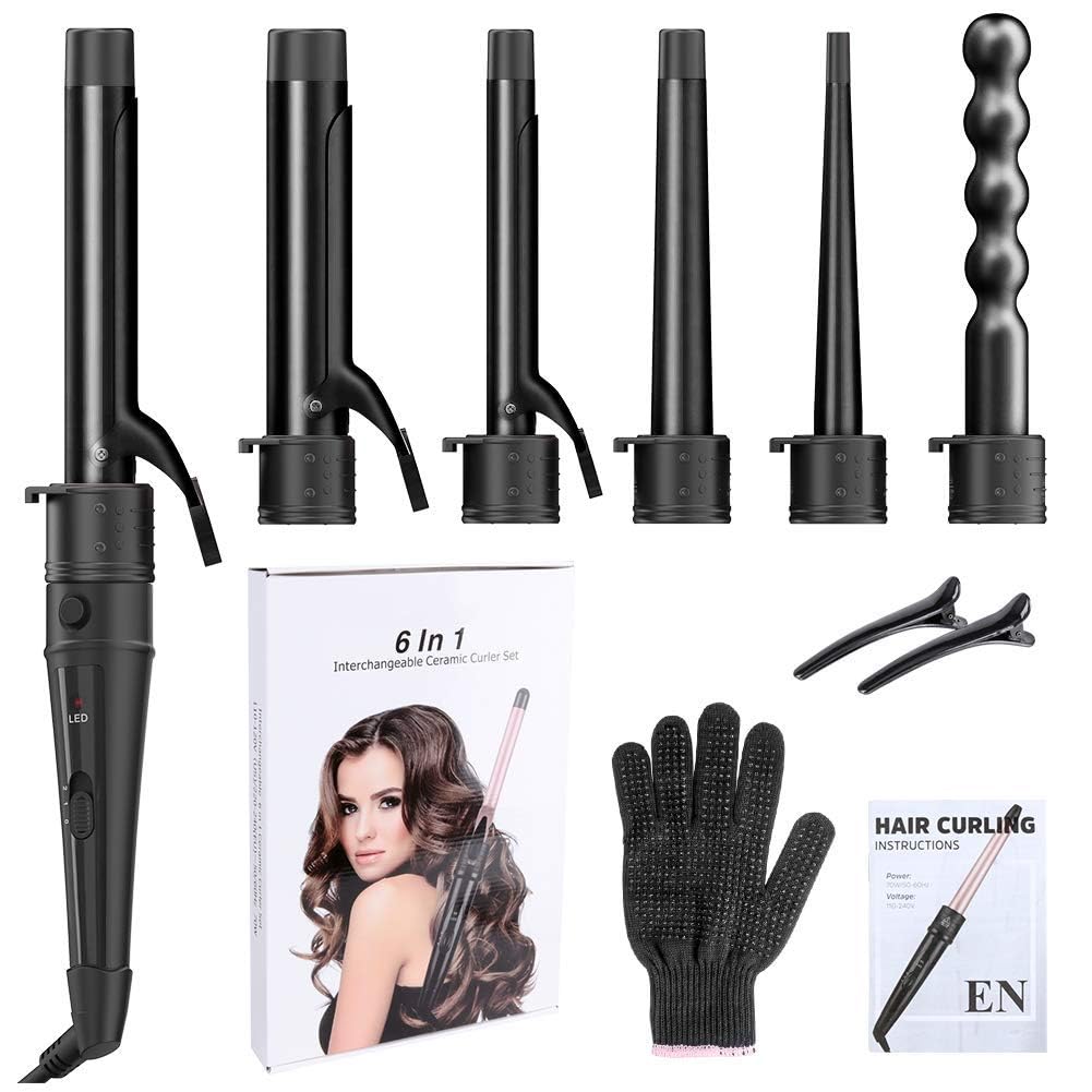 Duomishu curling iron set with 360° swivel cable