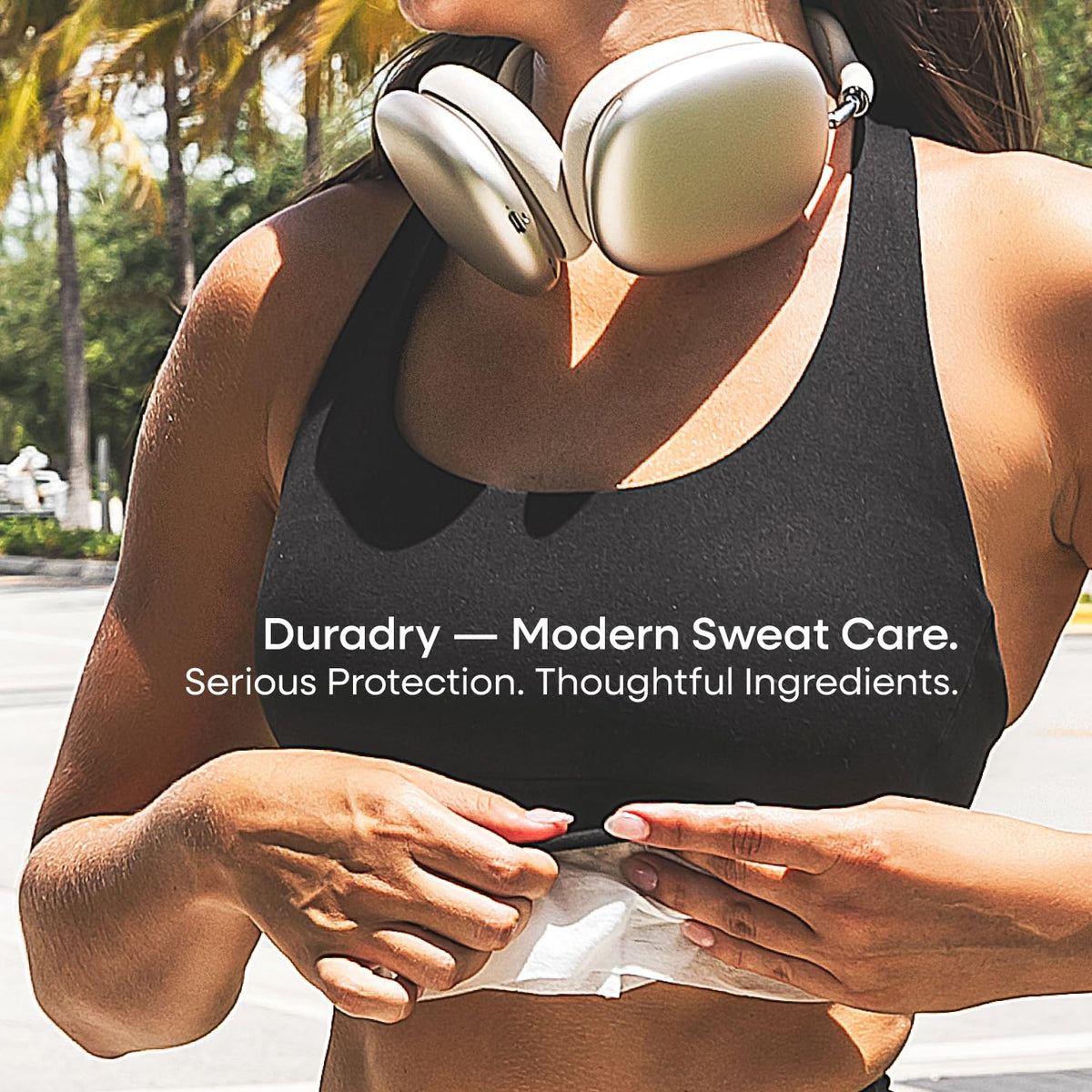 Duradry Sweat Control Body Wipes displayed with personal care items