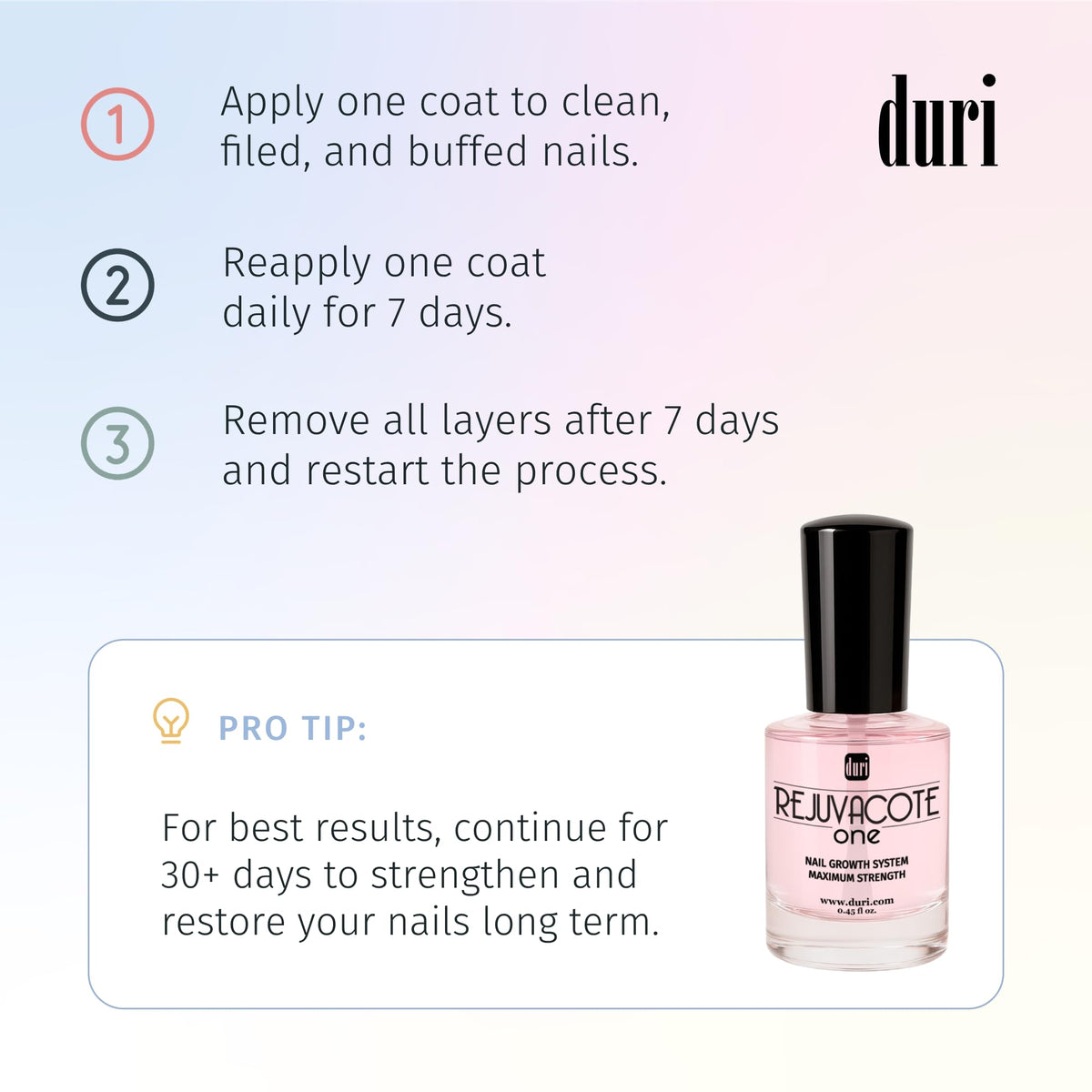 duri Rejuvacote 1 Nail Growth System showing application on nails