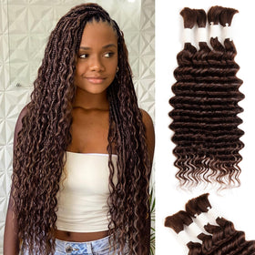DUZIKAI Human Hair Braiding Hair Deep Wave 14 Inch front view