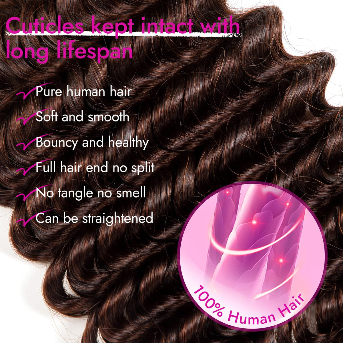 DUZIKAI Human Hair Braiding Hair Deep Wave 14 Inch packaging