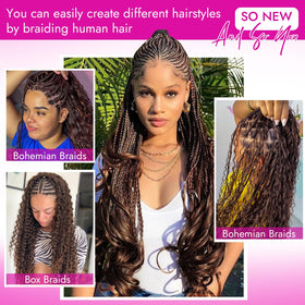 DUZIKAI Human Hair Braiding Hair Deep Wave 14 Inch styled braids