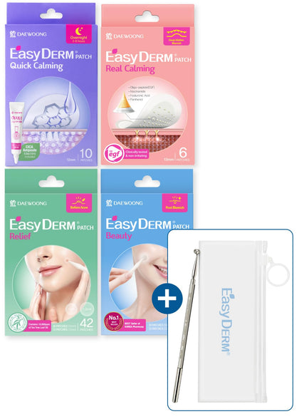 DWEasyDerm Pimple Patch Gift Set front view with patches and extractor