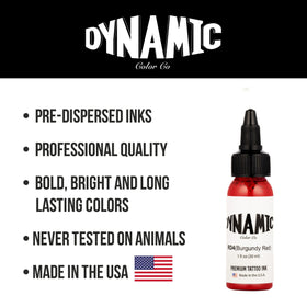 Dynamic Color Burgundy Red Tattoo Ink 1 oz in studio setting