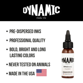Dynamic Color Co Brown Tattoo Ink 1 oz in artist's hand