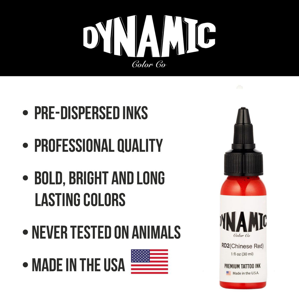Dynamic Color Co Chinese Red Tattoo Ink 1 oz with needle setup