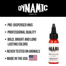 Dynamic Color Co Chinese Red Tattoo Ink 1 oz with needle setup