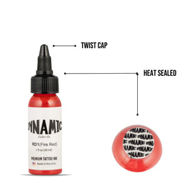 Dynamic Color Co Fire Red Tattoo Ink 1 oz with packaging