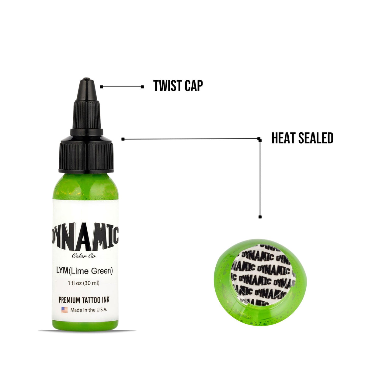Dynamic Color Co Lime Green Tattoo Ink in tattoo studio setting