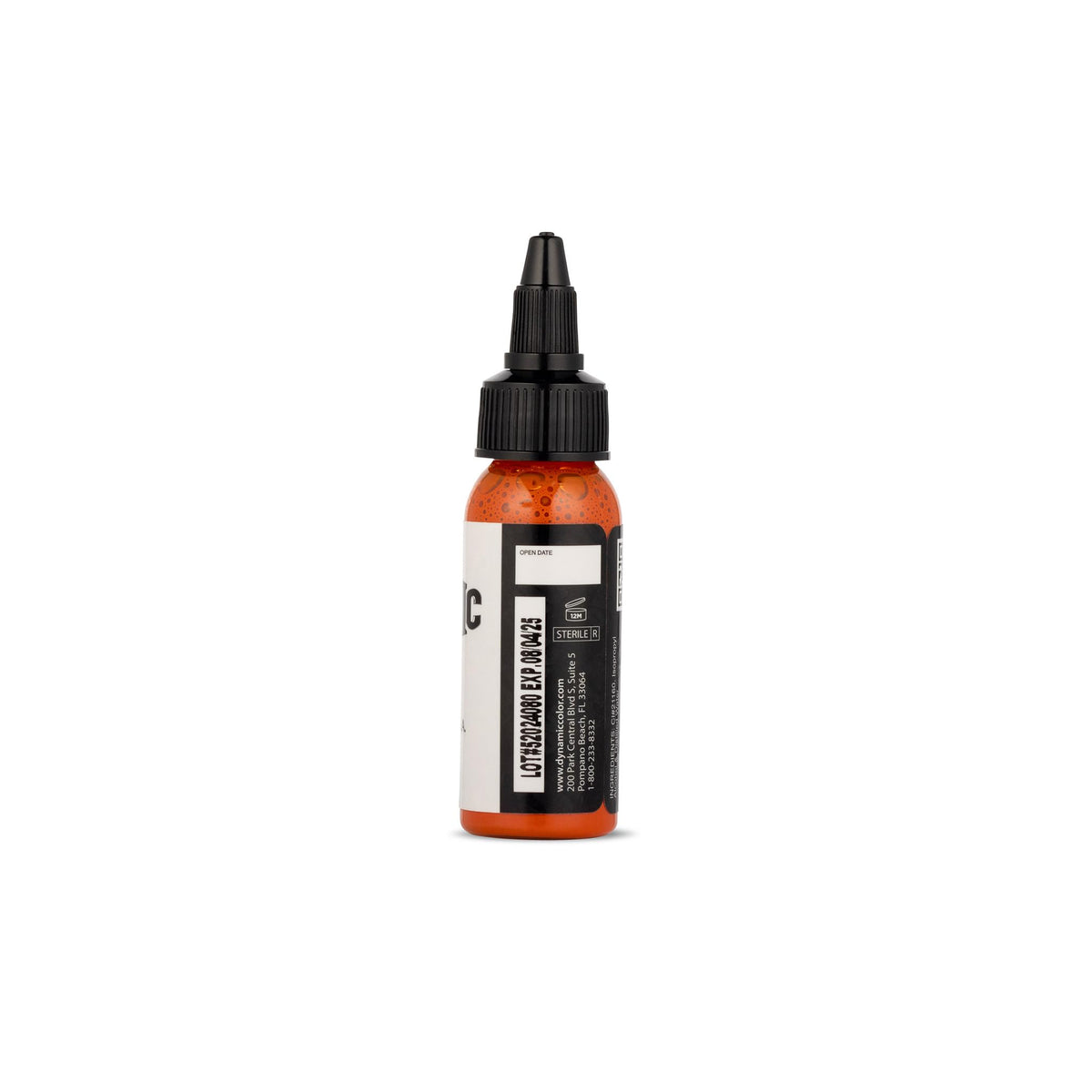Dynamic Color Co Orange Tattoo Ink bottle back view with details