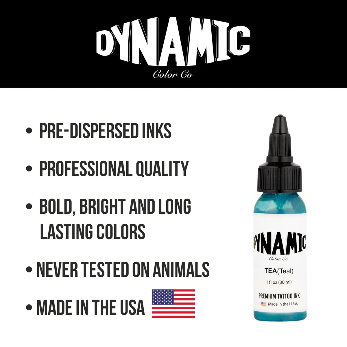 Dynamic Color Co Teal Tattoo Ink 1 oz with applicator tools