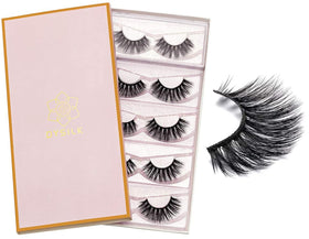 DYSILK 5 pairs of 6D mink false eyelashes in travel case