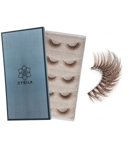 DYSILK Brown Fluffy Eyelashes front view in packaging