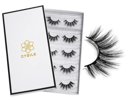 DYSILK Fake Eyelashes 5 Pairs 6D Wispy Lash Pack front view