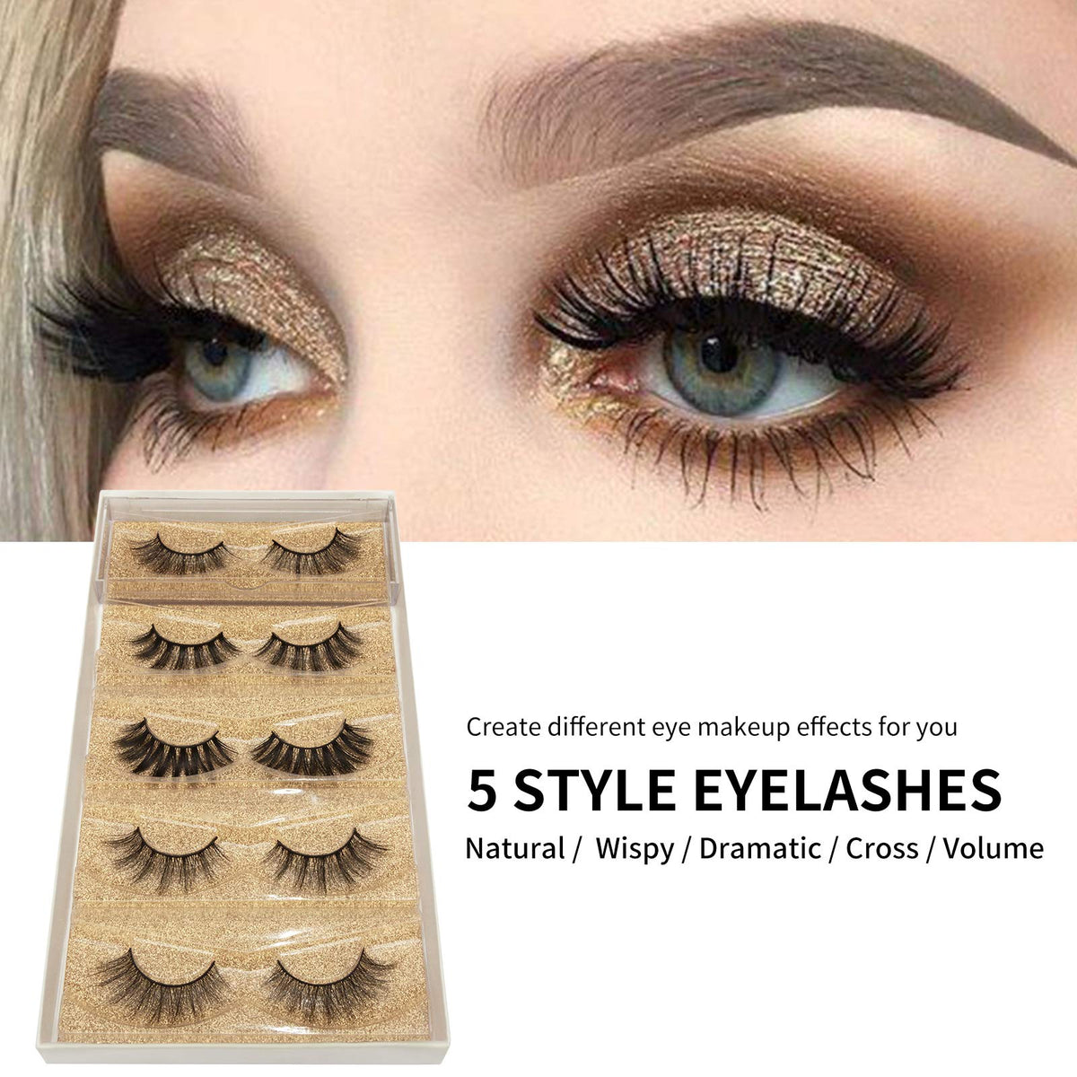 DYSILK Faux Mink Lashes applied on model's eyes