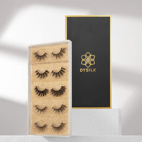 DYSILK Faux Mink Lashes in packaging with dimensions