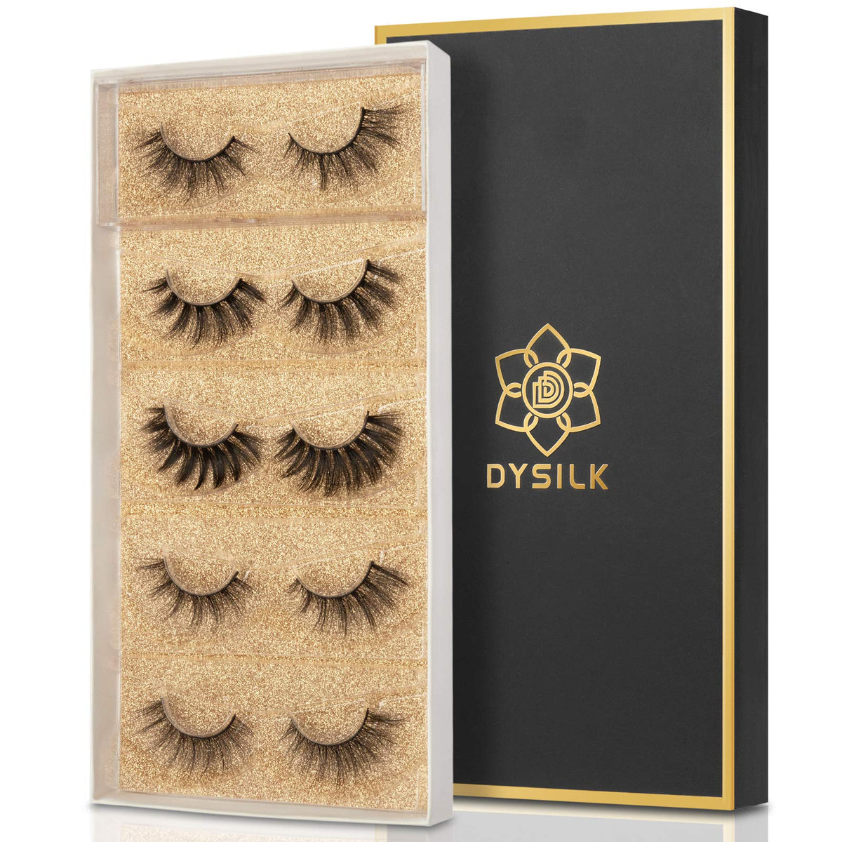 DYSILK Faux Mink Lashes pack front view with 5 styles
