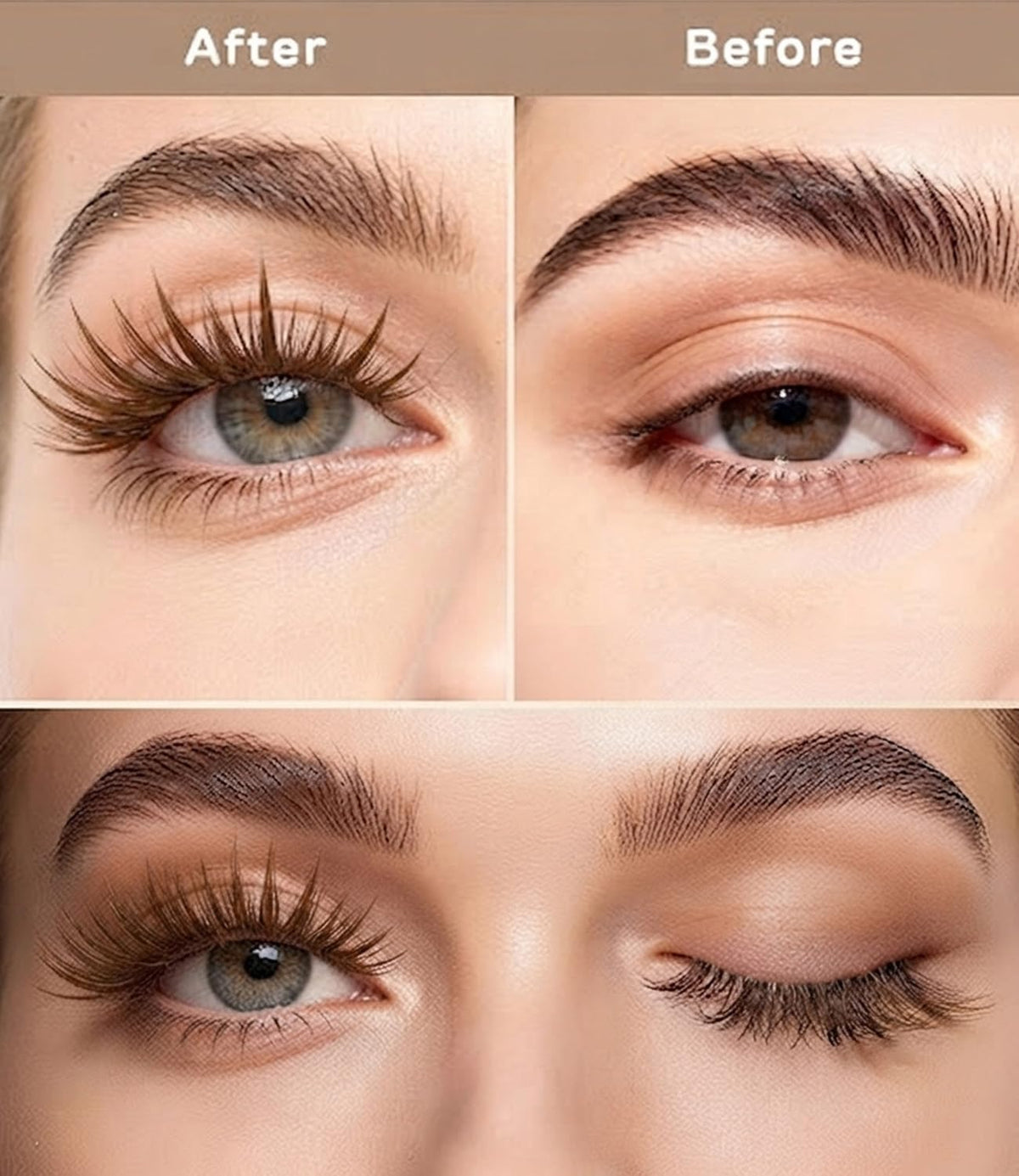 DYSILK Naked Brown Strip Lashes displayed in clear storage case