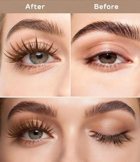 DYSILK Naked Brown Strip Lashes displayed in clear storage case