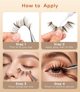 DYSILK Naked Brown Strip Lashes showing trimmable clear band