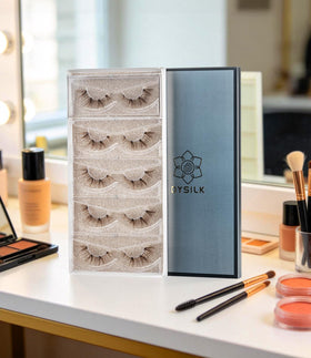 DYSILK Naked Brown Strip Lashes with makeup tools