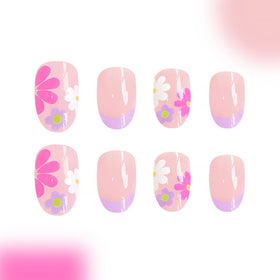 DZPGUONIZ 24Pcs Pink Press on Nails with mini nail file and glue stickers