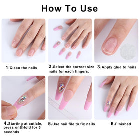 DZPGUONIZ 24Pcs short square press on nails in various sizes