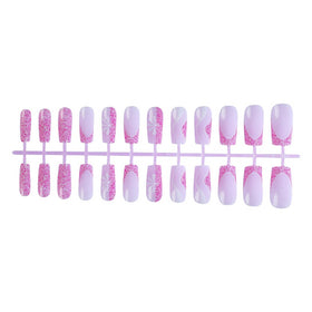 DZPGUONIZ Medium Hot Pink Press On Nails displayed on a hand