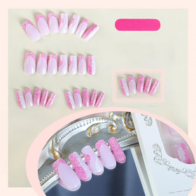 DZPGUONIZ Medium Hot Pink Press On Nails packaging with 24 pieces
