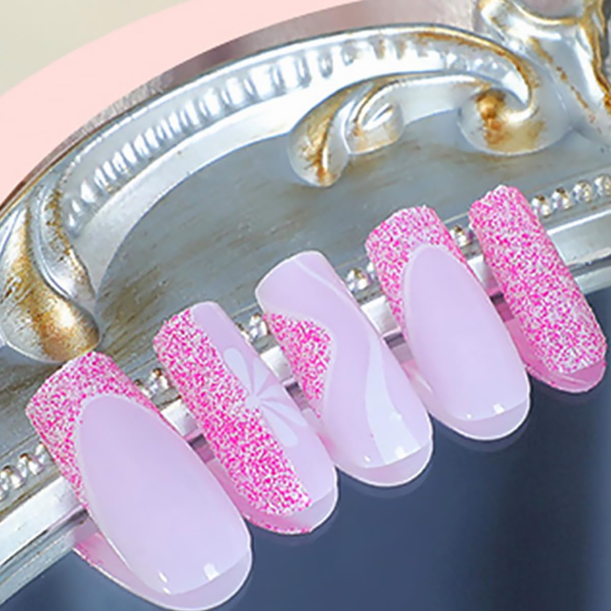 DZPGUONIZ Medium Hot Pink Press On Nails with nail file and wooden stick