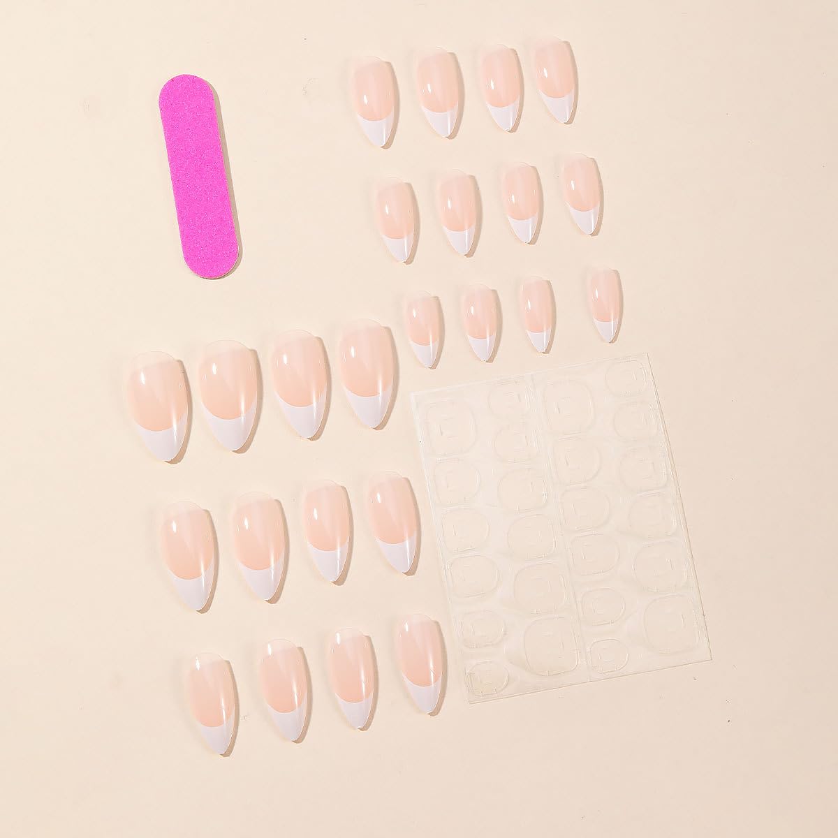 DZPGUONIZ nail kit contents including glue stickers and mini nail file