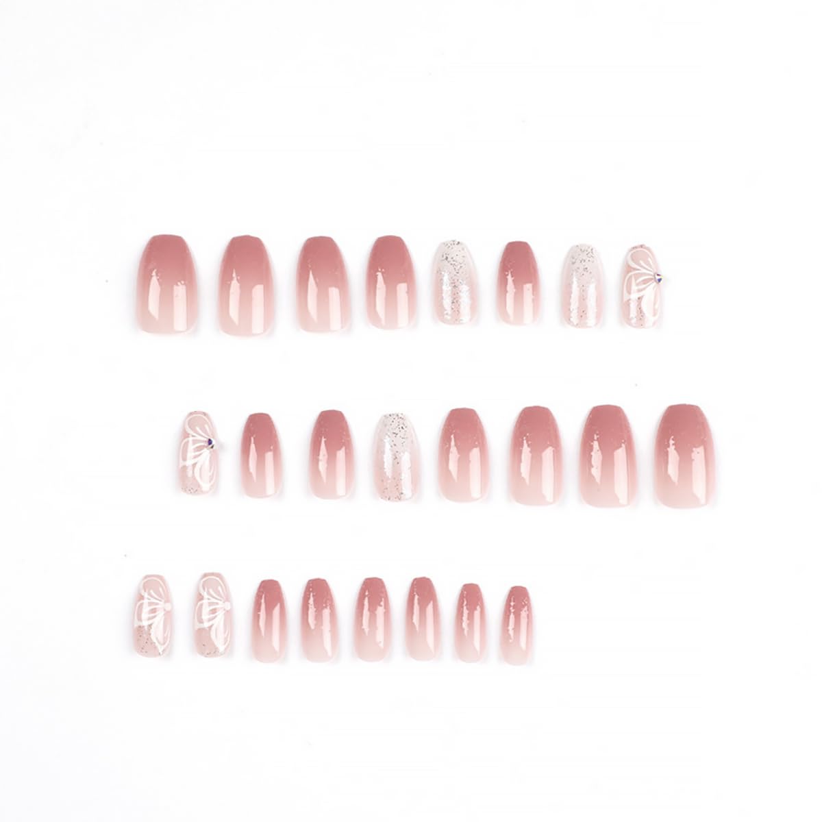 DZPGUONIZ press on nails with rhinestones and glitter